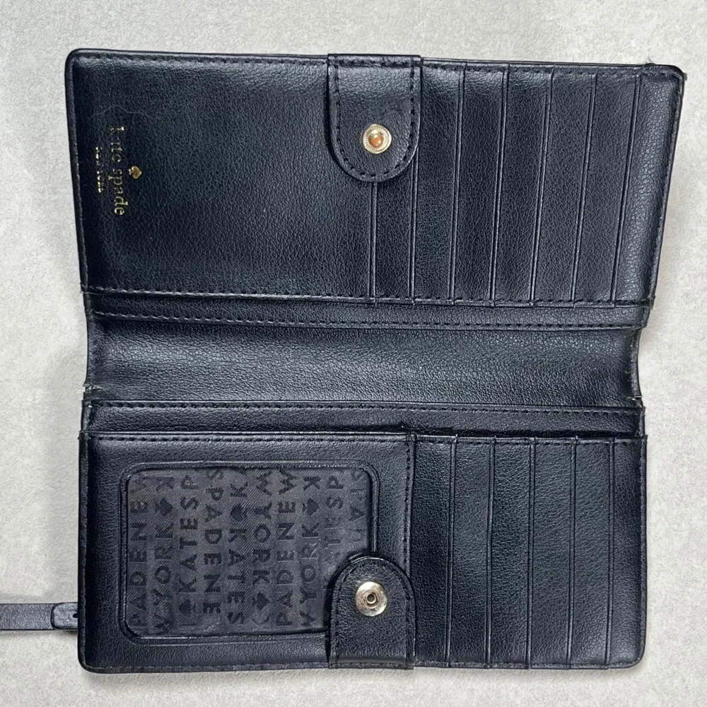 Kate‎ Spade Bifold Wallet Women Multicolor Striped Leather Snap Slim Organizer